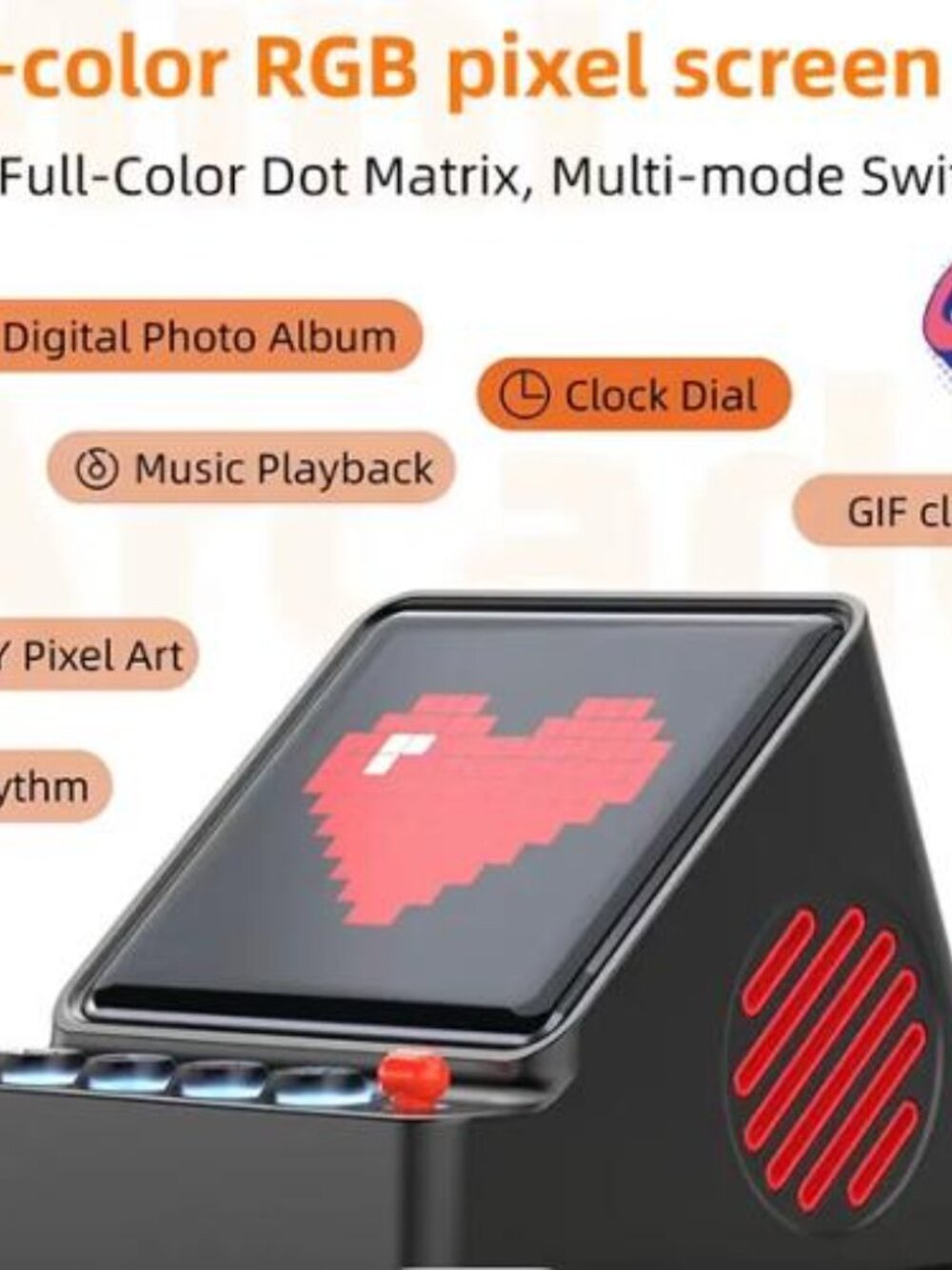 NWT - Retro Pixel Art Speaker with RGB Display - Wireless Audio 6.0, DIY Screen - Picture 6 of 7